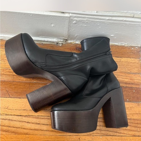 Jeffrey Campbell Women Mexique 70's Retro Black Platform boots size 7.5 - Picture 9 of 11